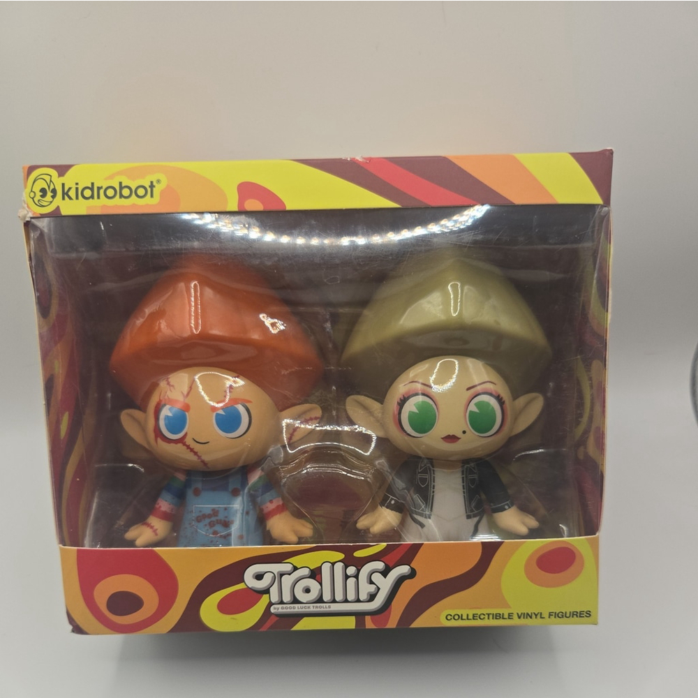 2023 Kidrobot Trollify Chucky & Bride of Chucky Troll‎ Vinyl Figures New Box DMG